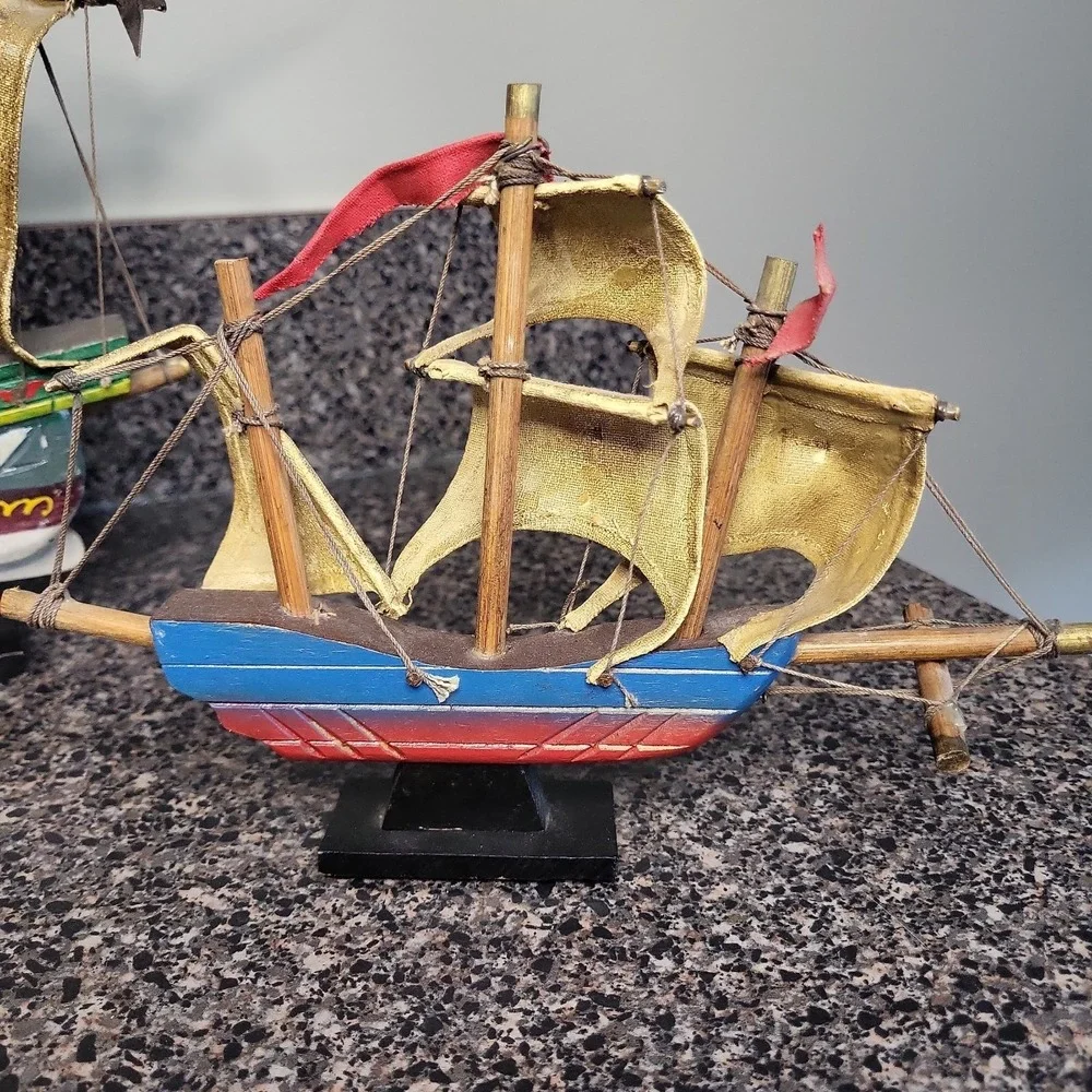 Vintage Christopher Columbus Fleet‎ Ship Set 1960's Maritime Decor Handcrafted